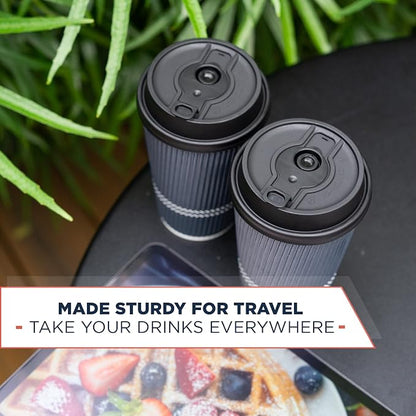 Disposable Coffee Cups With Lids - 12 oz To Go Coffee Cup With Lid. Durable - Image 7