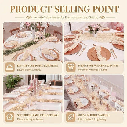 2 Pack Ivory Cheesecloth Table Runner 17x108 Inch Boho Rustic Semi Sheer Gauze - Image 7