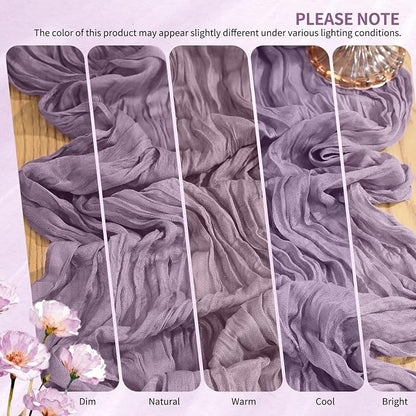 Showgeous 2 Pack Purple Cheesecloth Table Runners Boho Wedding Decor | Rustic - Image 7