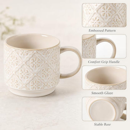 6 Oz Coffee Mugs with Stand, Stackable Coffee Cups Set of 4, Ceramic Espresso - Image 5