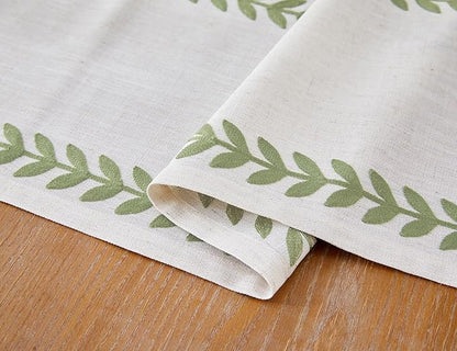 Wracra Embroidered Table Runner, Sage Green Table Runners 60 Inches Long | - Image 5