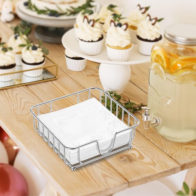Napkin Holder for Table, Napkin Holders for Paper Napkins, Flat Metal Black - Image 6