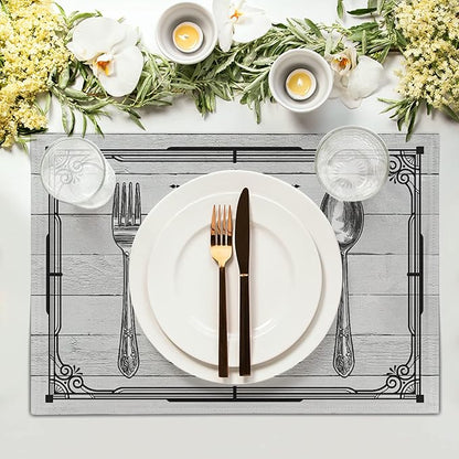 Giwawa Live Laugh Love Placemats Set of 4 Knife Fork Spoon Vintage Style Decorative Linen Table Place Mat Washable Heat Resistant Non Slip for Dining Kitchen Party Holiday 12"x18"