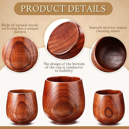 Gerrii 10 Pieces Wooden Tea Cup Wood Coffee Mug Water Japanese Solid Drinking - Image 3