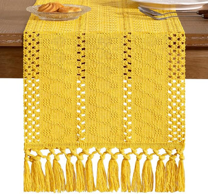 Boho Table Runner Summer Farmhouse Rustic Dining Dresser Scarf Home Decor | - Image 4
