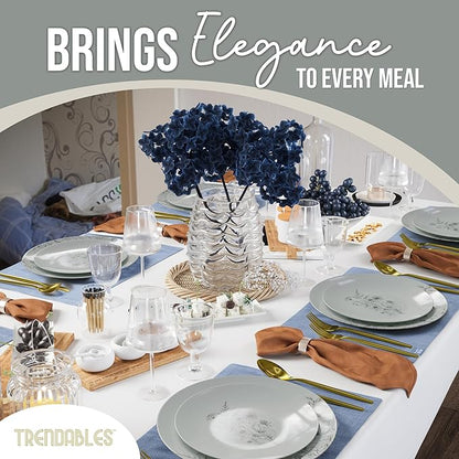 Trendables Disposable Dinnerware Decorative Plates Plastic Disposable Plates Set For 40 Guests 40 x 8 Inch Dessert Plate & 40 x 10 Inch Wedding Party Plate Set Dandelion Bloom