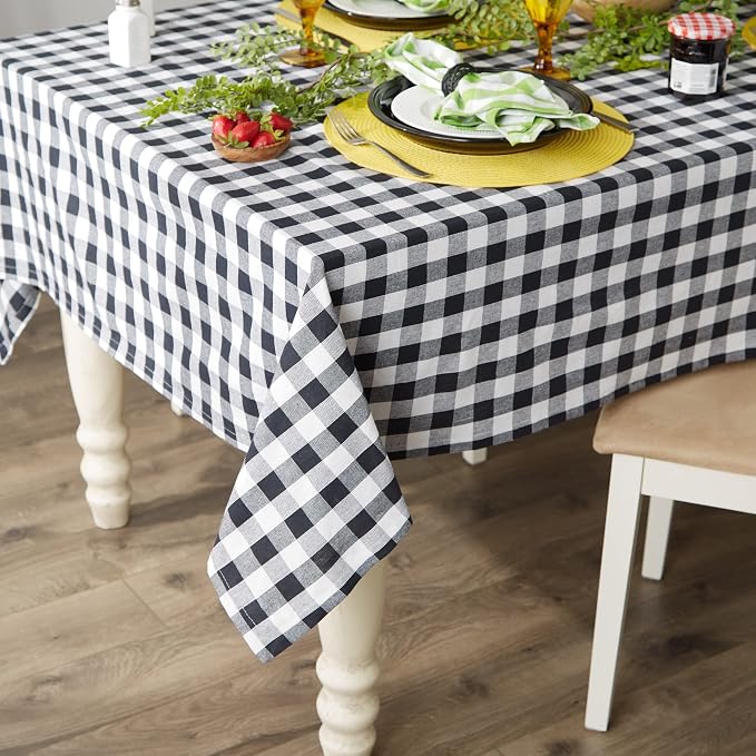 DII Checkered Tabletop Collection 100% Cotton, Machine Washable, Tablecloth - Image 6