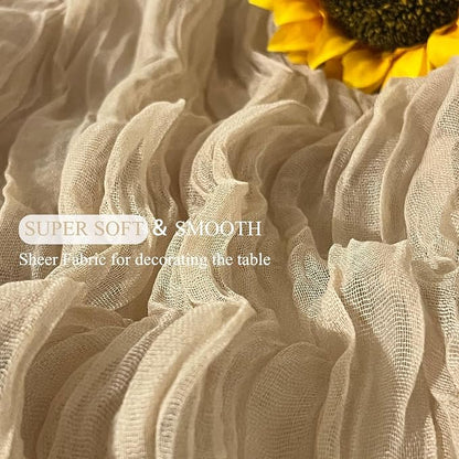6Pack Beige Cheesecloth Table Runner 17x108 inch Beige Table Runner | Boho - Image 4