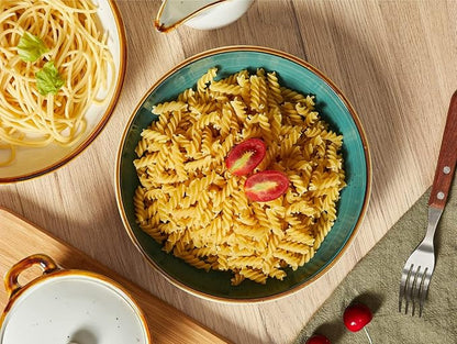 ONEMORE Porcelain Salad Pasta Bowls 30 Ounce, Shallow & Wide Serving Bowls - Image 3