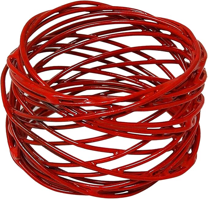 ITOS365 Handmade Round Red Mesh Napkin Rings Set of 6 Holder - Image 5