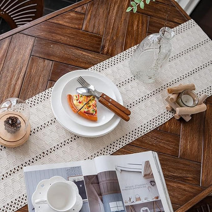 Macrame Table Runner Cream Beige Boho Table Runners - Image 4