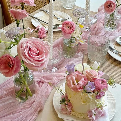 3 Pack Light Pink Cheesecloth Table Runner 35x120inch, Summer Rustic Gauze - Image 8