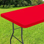 Smiry Rectangle Tablecloth, Elastic Fitted Flannel Backed Vinyl Tablecloths for 4ft Folding Tables, Waterproof Wipeable Table Covers for Indoor, Outdoor, Picnic and Camping (Red, 30"x48")