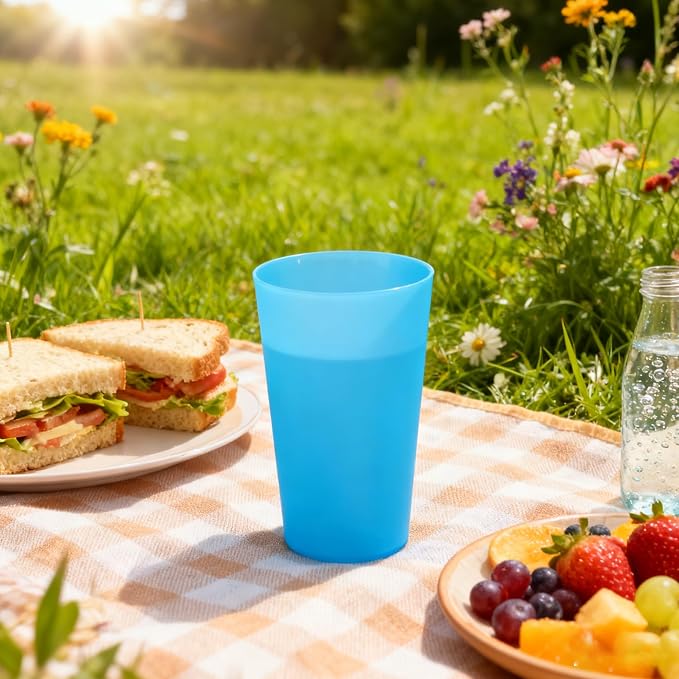 32 oz Plastic Cups Large Reusable set 12, Plastic Tumbler Assorted | Food Grade - Image 6