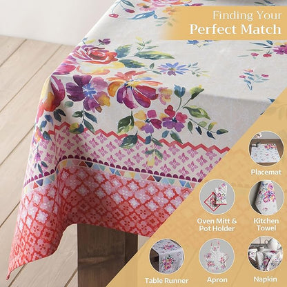 Maison d' Hermine Table Cloth Rectangle Table 100% Cotton 60 x 120 Inches Tablecloth Reusable Decorative for Dining Room Farmhouse Home Valentines Day Decorations Spring Summer - Rose Garden