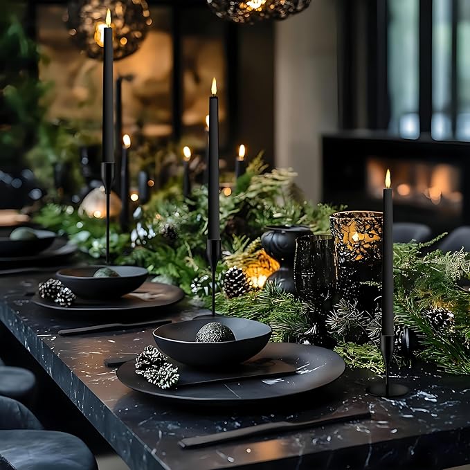Black Taper Candle Holders for Wedding Table Centerpiece,Tall Taper Candlestick Holders Bulk Set of 27,Metal Candle Stick Holder Decor for Table or Mantel Centerpiece, Dinning, Party Home Decor