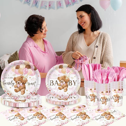 168pcs We Can Bearly Wait Bear Baby Shower Plates Napkins - Image 6