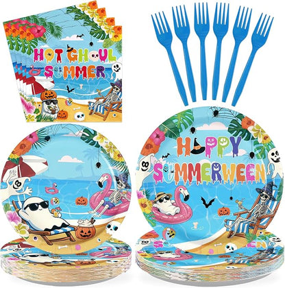 96Pcs Summer Halloween Party Decorations, Serves 24 | Halloween in Summer by Greencian