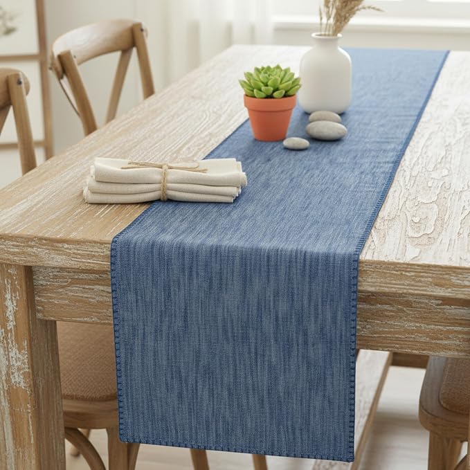 Cotton Table Runner 72 inches Long Decorative Stitched Edge Kitchen Table - Image 3