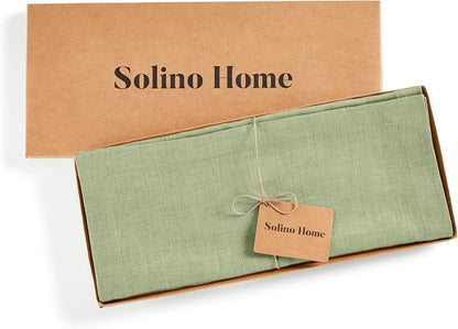 Solino Home 100% Pure Linen Table Runner Olive Woven, Athena 14 x 60 in | Table - Image 6