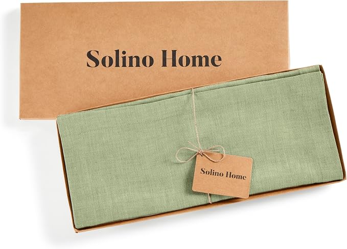 Solino Home 100% Pure Linen Dining Table Runner Olive, Athena 14 x 90 in | - Image 5