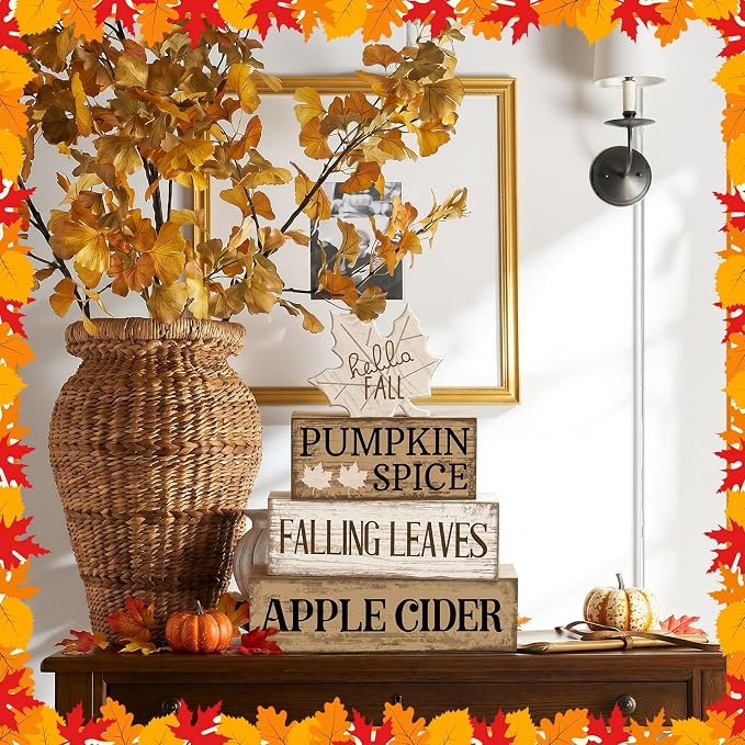 Moucuny 4 Pcs Neutral Fall Table Decor - Image 6