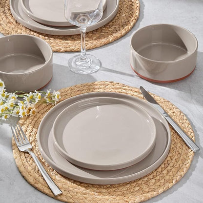 LIANYU Plates and Bowls Sets, 24 Pieces Stoneware Dinnerware Set - Image 6