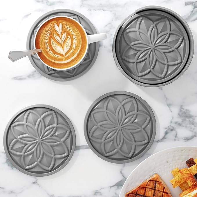 HFHOME Silicone Coasters Set, Bar Tabletop Protection - Image 4