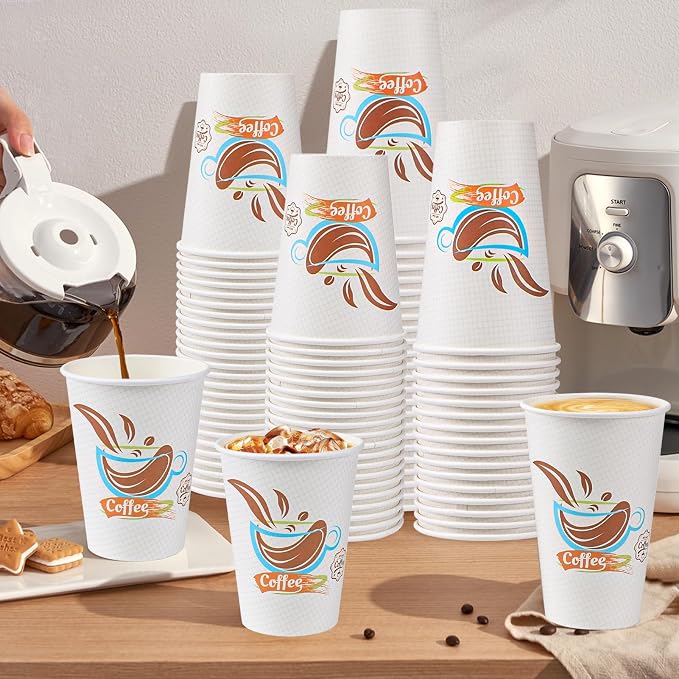 Lamosi 180 Pack 12 oz Coffee Cups, Disposable Paper Cups No Lids | Leakproof - Image 4