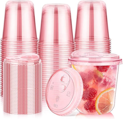 KesaPlan 50 Pack 12 oz Pink Round Bottom Plastic Party Cups by KesaPlan