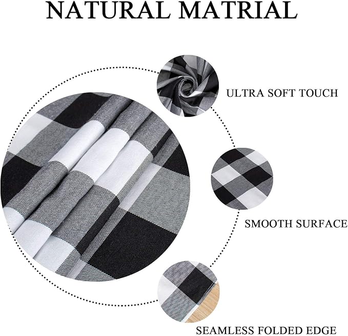 ShinyBeauty Checked Tablecloth Rectangle 54x80-Inch Black and White Buffalo - Image 6