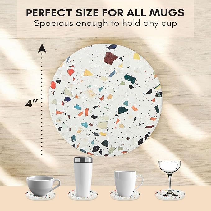 Absorbent Terrazzo Drink Coasters Set of 6 - Image 3