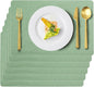 Vinyl Placemats Set of 6 Faux Leather 100% Waterproof Wipeable Washable Place Mats Heat Resistant Easy Clean Non-Slip Table Mats for Indoor Outdoor. (6, Green)