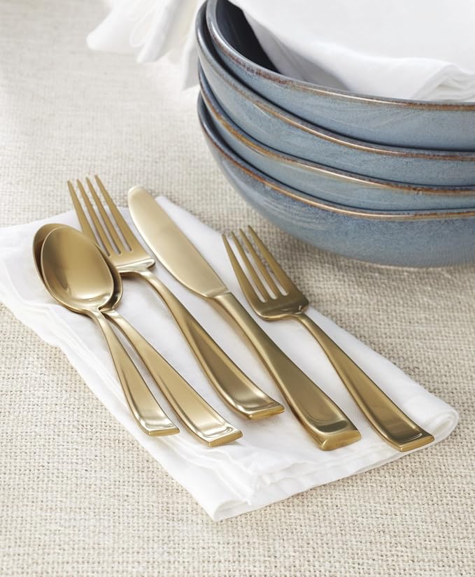 Oneida Moda Gold Satin 20-Piece 18/10 Silverware Set - Image 7