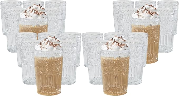 Kate Aspen Vintage Textured Clear Striped Drinking Glasses Set of 6, Ribbed by KateAspen