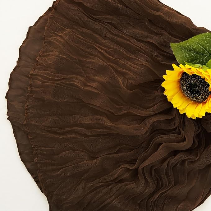 6Pack Brown Cheesecloth Table Runner 17x108 inch Sheer Brown Table Runners | - Image 5