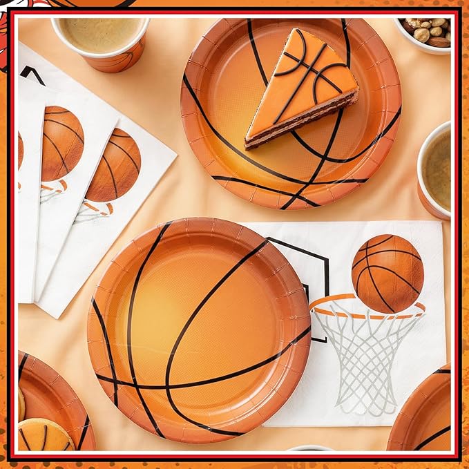 50 Pcs Basketball Plates and Napkins, Basketball Birthday Party Decorations | - Image 2