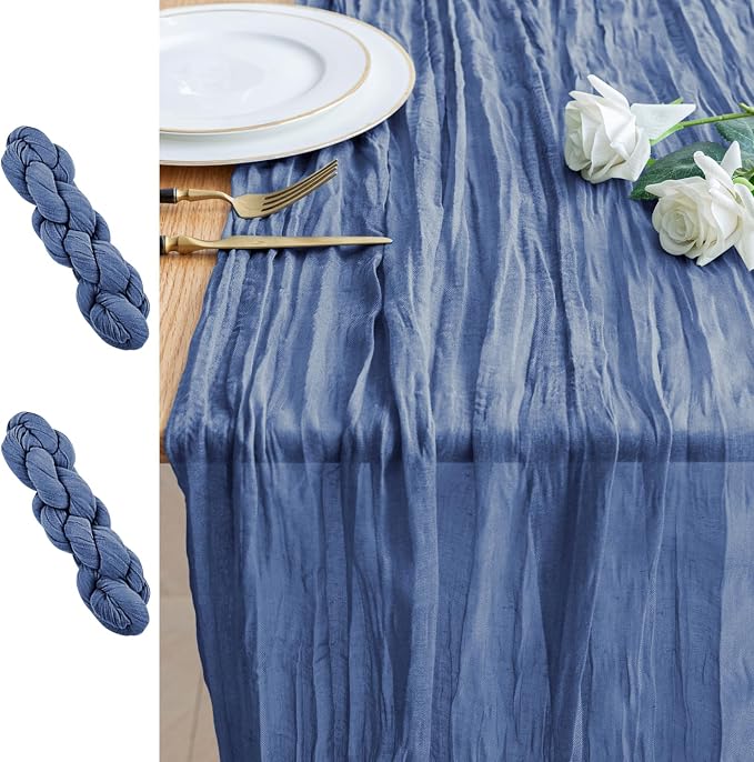 Cheesecloth Table Runner 10FT 2Pcs Blue Boho Gauze Sheer Runners | Cheese Cloth by Xiomot