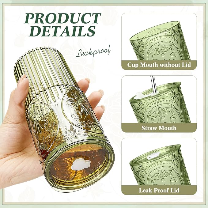 4 Set 20oz Vintage Plastic Tumbler - Image 3