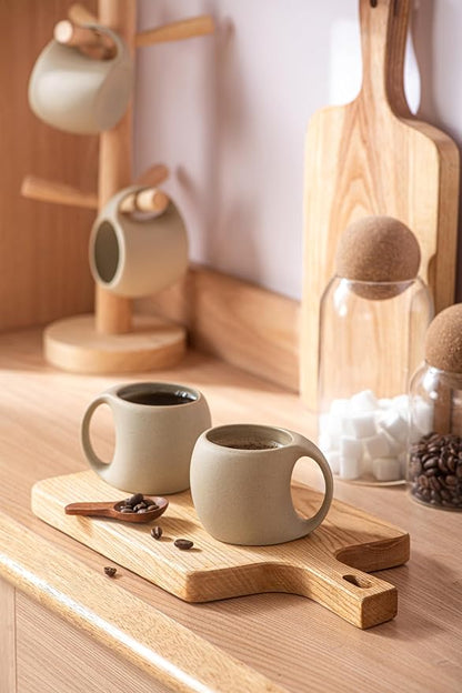 Cute Small Coffee Cups, Double Espresso Cup, 4 oz, Neutral Beige, Mini Coffee - Image 9