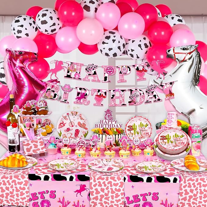 180PCS Cowgirl Paper Plates and Napkins Party Supplies Serve 60 | - Image 9