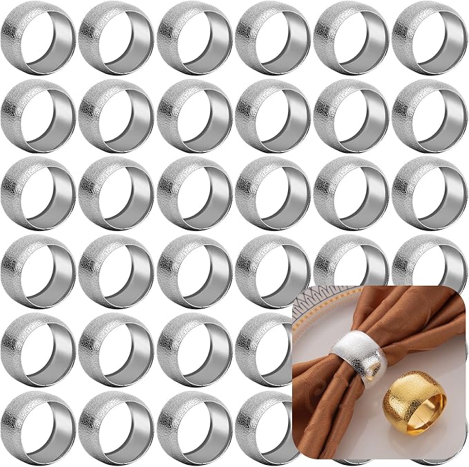 Set of 100 Napkin Rings Metal Silver Circular Napkin Ring, Napkin Rings Bulk by FCDECOR