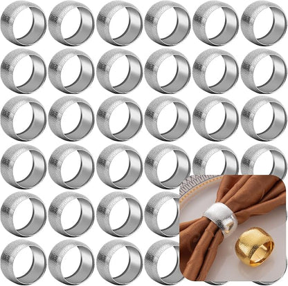 Set of 100 Napkin Rings Metal Silver Circular Napkin Ring, Napkin Rings Bulk by FCDECOR