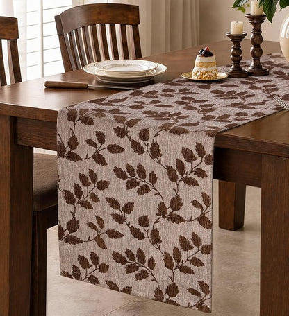 13"x 72" Jacquard Woven Chenille Table Runner, Autumn Leaves | Exquisite by MuseHaus