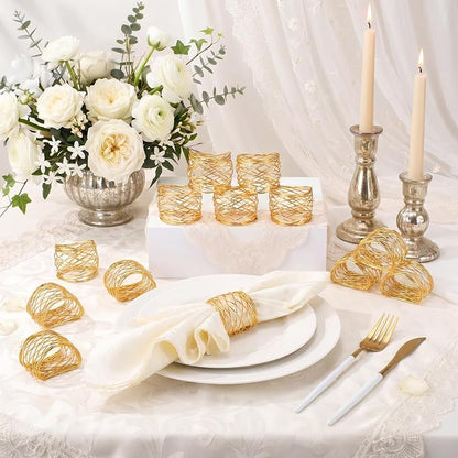 LemonRoad 12 Pcs Gold Twisted Wire Mesh Napkin Rings Metal Napkin Holders - Image 5