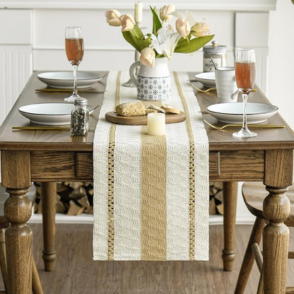 Artoid Mode Burlap Brown Rustic Woven Table Runner 12x120 Inch | Holiday - Image 2