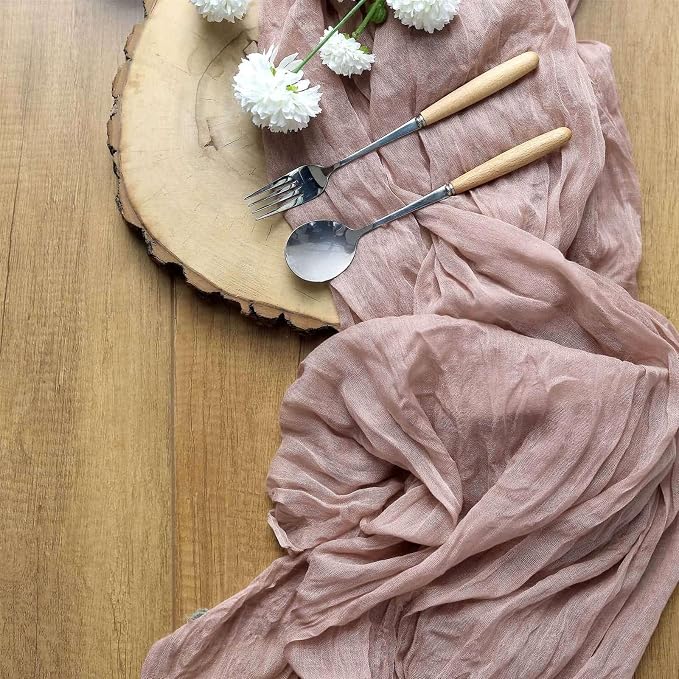 Efavormart 10ft Dusty Rose Cheesecloth Table Runner - Image 6
