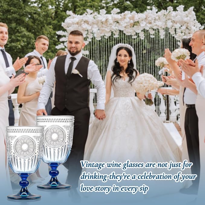 XUWAIDSGN 12Pcs Plastic Vintage Wine Glasses 13.5oz Reusable Embossed Goblet - Image 7
