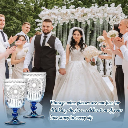XUWAIDSGN 12Pcs Plastic Vintage Wine Glasses 13.5oz Reusable Embossed Goblet - Image 7