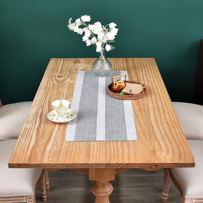 NEWISHER Farmhouse Braided Striped Embroidery Small Table Runner 36 inches | - Image 8